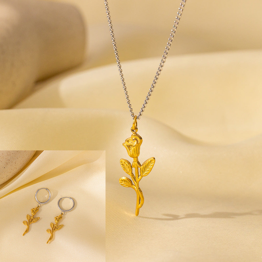 Stainless Steel Necklace Earrings Women's Jewelry Suit - FASHIONKULTUR