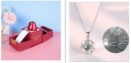 Hot Valentine's Day Gifts Metal Rose Jewelry Gift Box Necklace For Wedding Girlfriend Necklace Gifts - FASHIONKULTUR