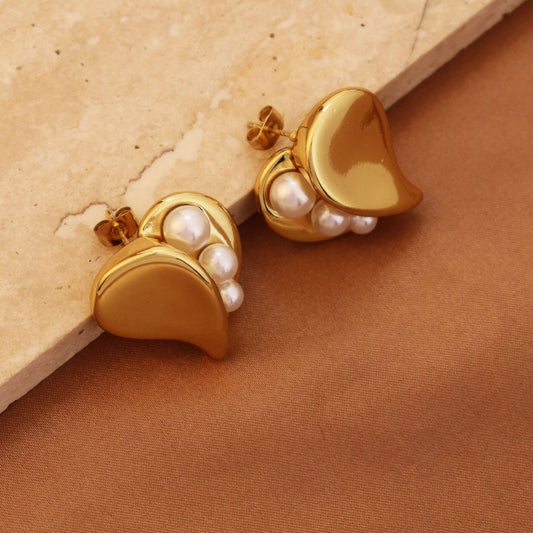 Titanium Steel Female Earrings Design Love Pearl Niche - FASHIONKULTUR