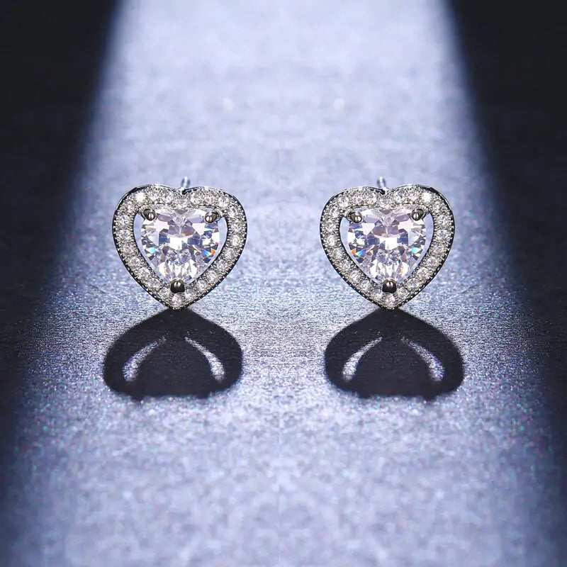 Classic Shining Silver CZ Stud Earrings - FASHIONKULTUR