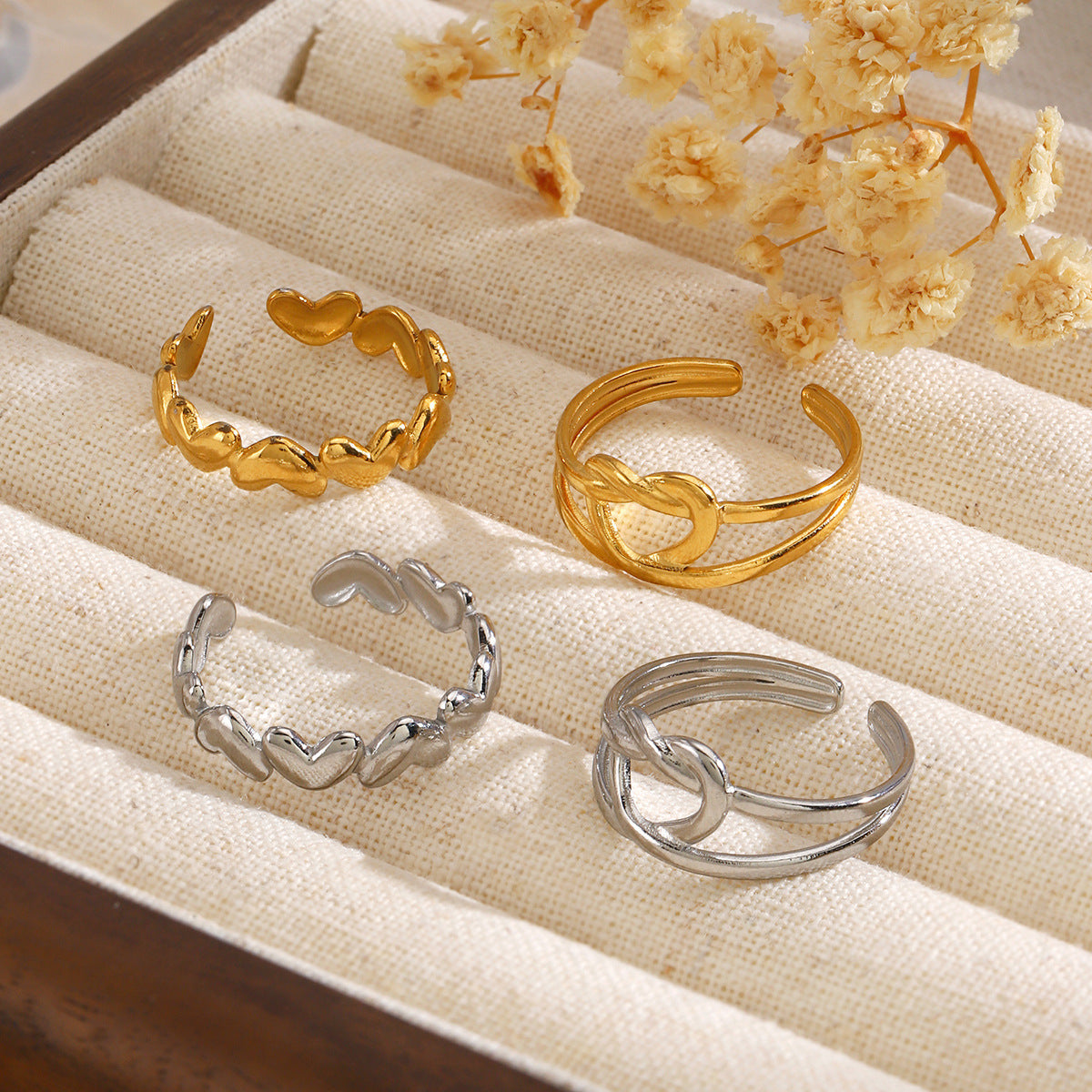 Fashion Stainless Steel Simple Heart-shaped Open Ring - FASHIONKULTUR