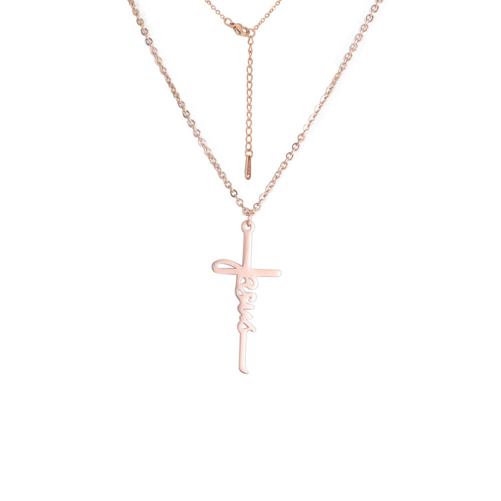 Cross Female Men's Stainless Steel Pendant Necklace - FASHIONKULTUR