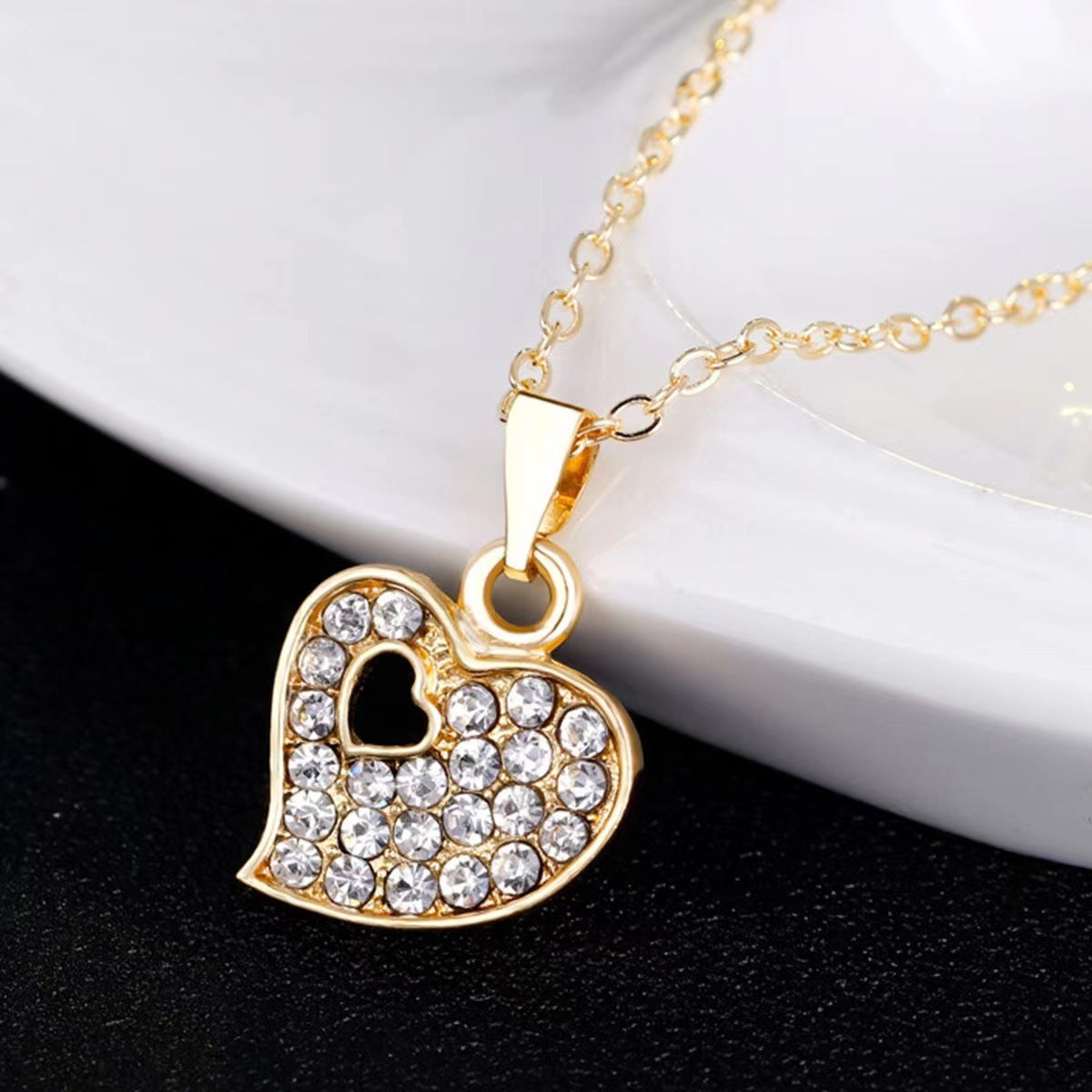 Love Plastic Mesh Bag Peach Heart Jewelry Set Women's Five-piece Set - FASHIONKULTUR