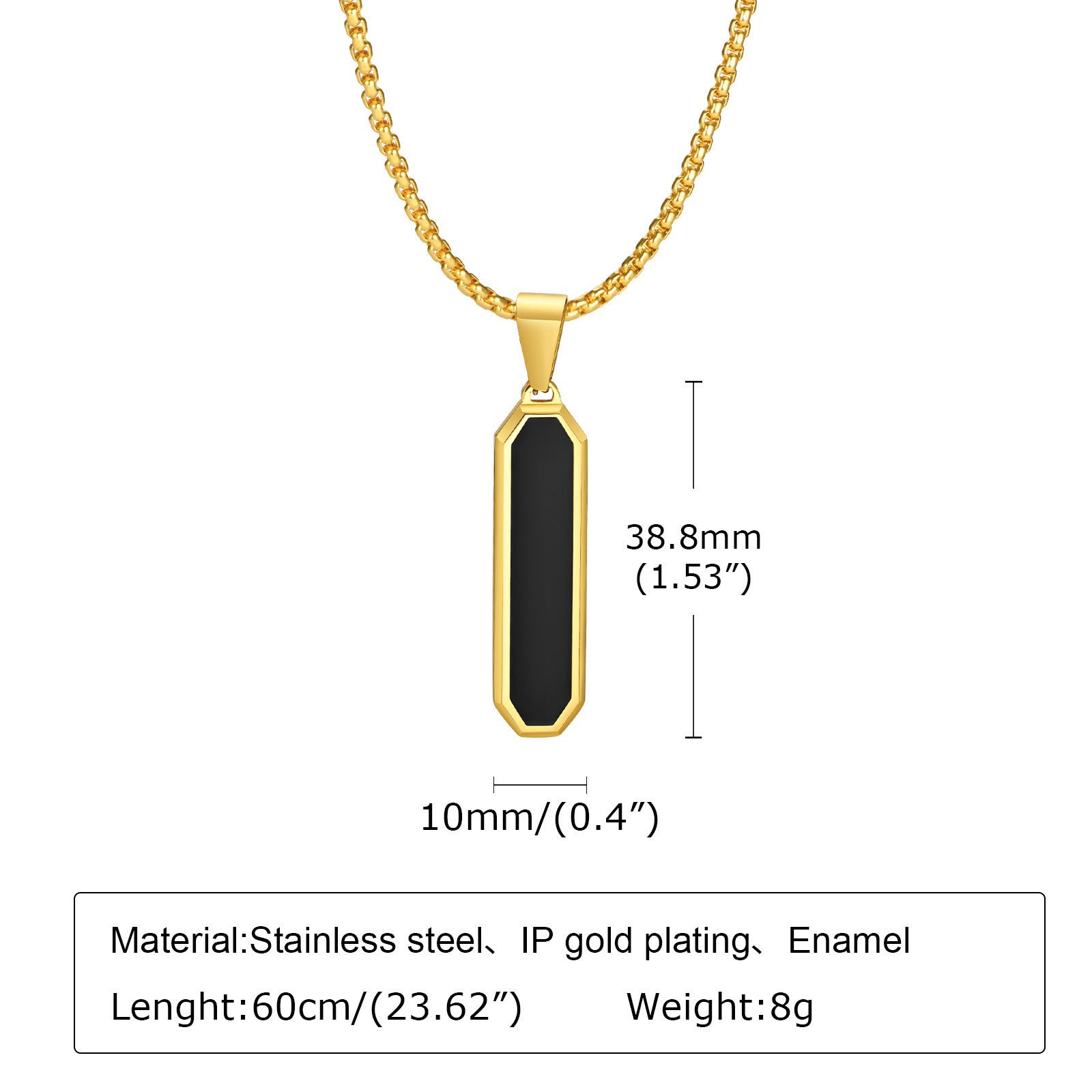 Simple Personality Geometric Necklace Stainless Steel Rhombus Beveled Long Bar Pendant - FASHIONKULTUR
