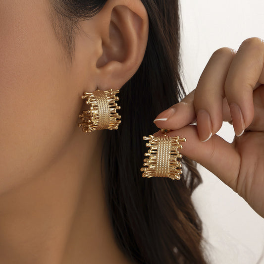 Niche Design Half Ring Stud Earrings Simple - FASHIONKULTUR