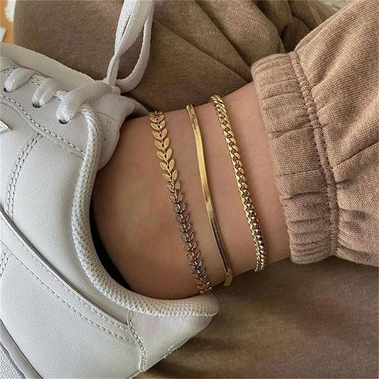 Retro 18K Gold Cross Fine Feet Chain For Women - FASHIONKULTUR