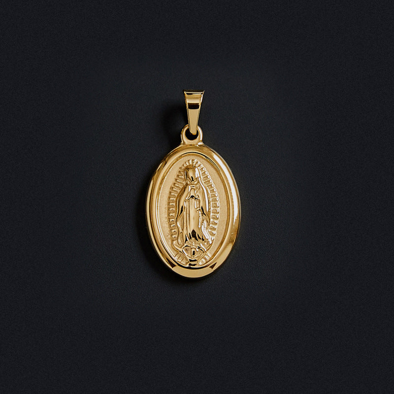 Portrait Coin Cross Peach Heart Angel Retro Pendant - FASHIONKULTUR