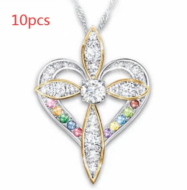 Fashion Love Heart Shaped Cross Pendant - FASHIONKULTUR