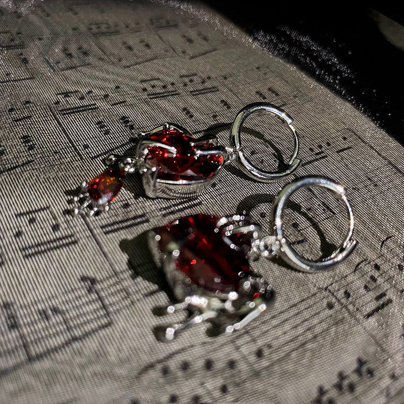 Love Asymmetric Zircon Earrings Small 925 Silver Needle - FASHIONKULTUR