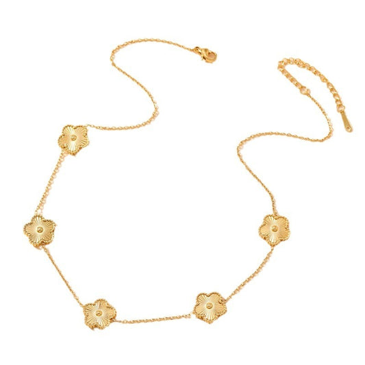 Titanium Steel Necklace Women's Simple Five-leaf Flower - FASHIONKULTUR