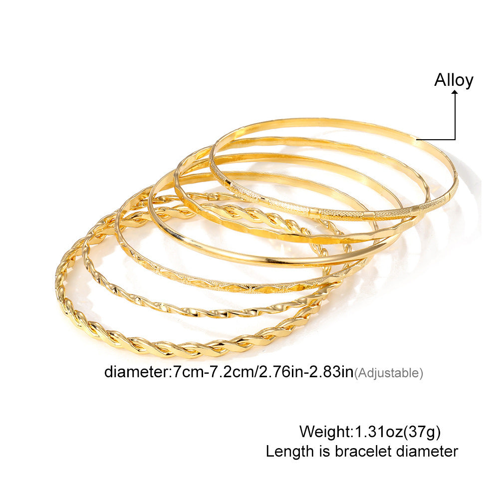 Twist Glossy Irregular Bracelet 6-piece Set - FASHIONKULTUR