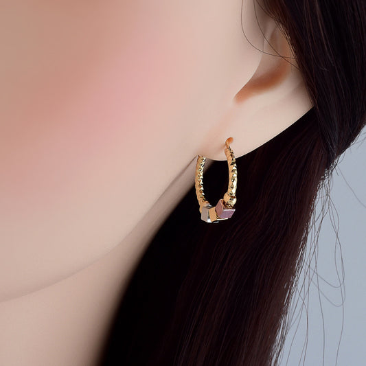 Hollow Rosette Earrings With Gold Contrast Hoops - FASHIONKULTUR