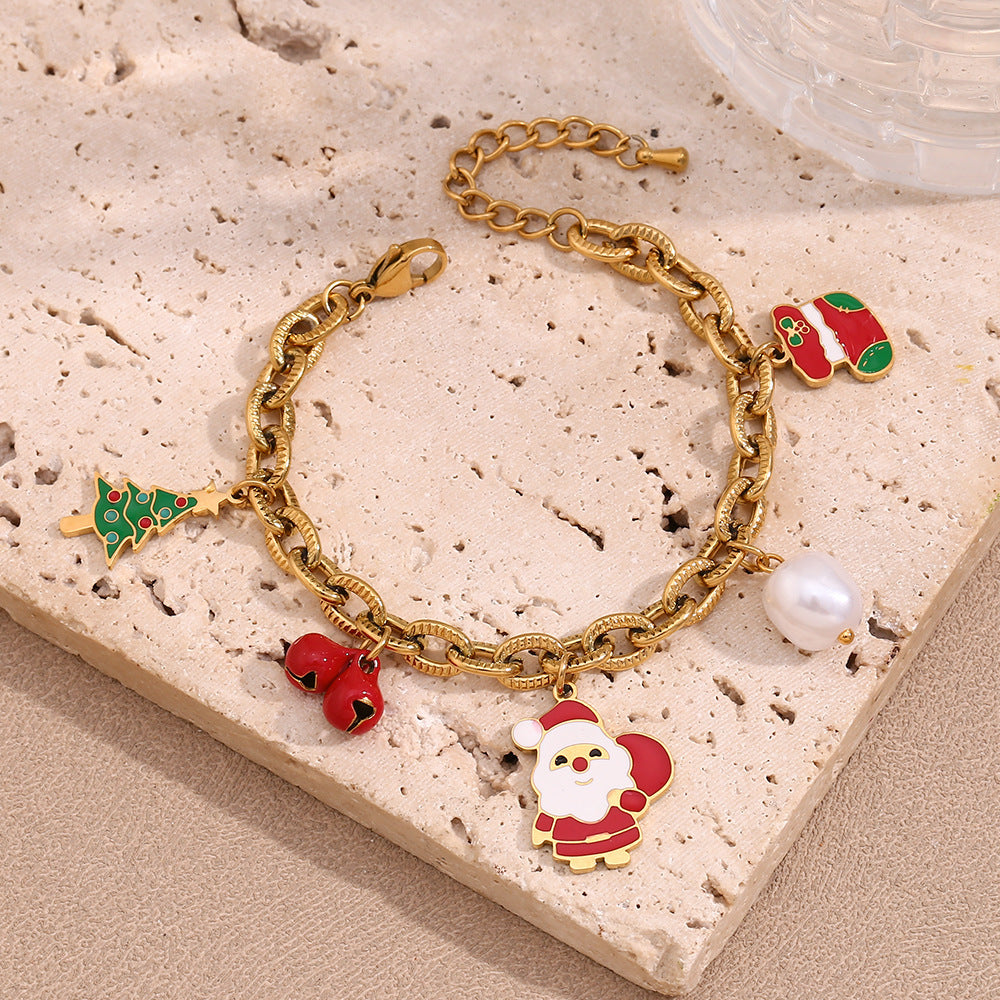 O-shaped Chain Cute Cartoon Santa Claus Socks Bracelet - FASHIONKULTUR
