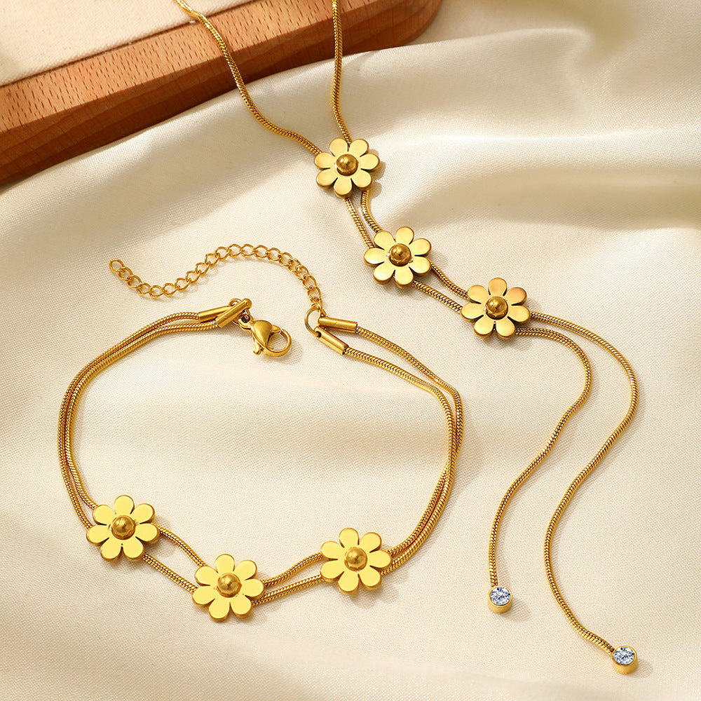 Three-dimensional Lock Snake Necklace Two-piece Set - FASHIONKULTUR