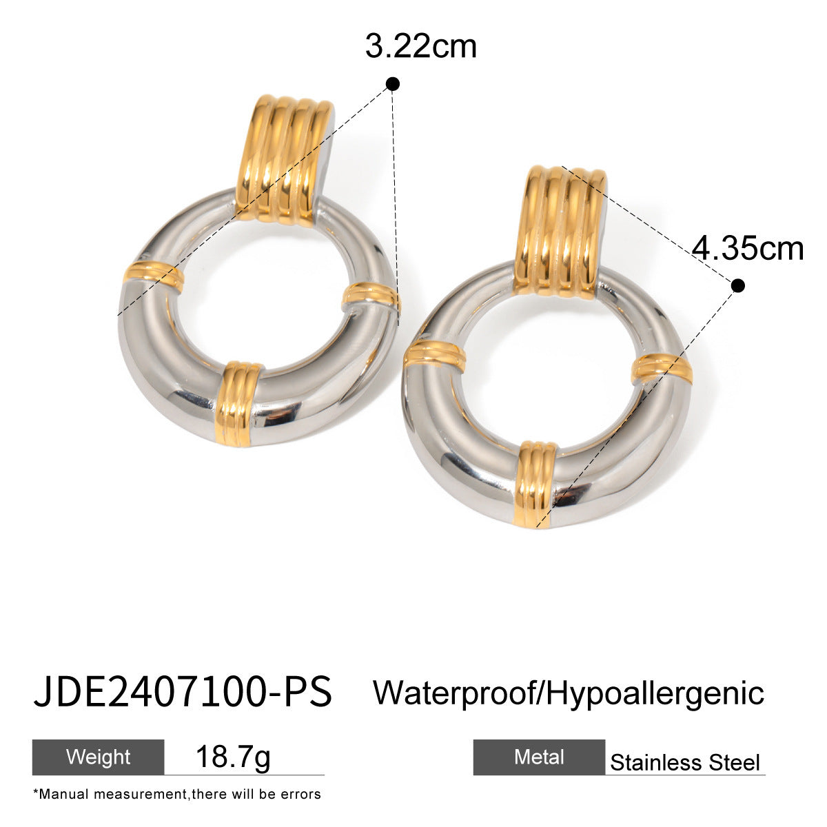 Stainless Steel Gold And Silver Color Matching Hollow Out Pendant Earrings - FASHIONKULTUR