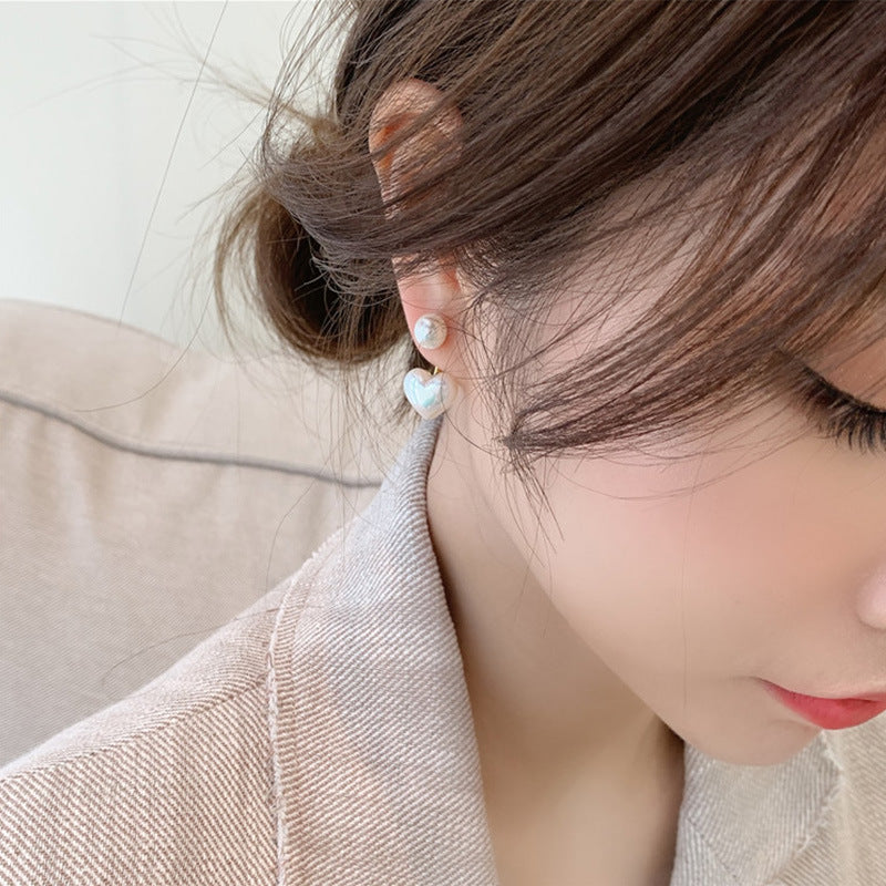 Simple Temperament Love Pearl Stud Earrings - FASHIONKULTUR