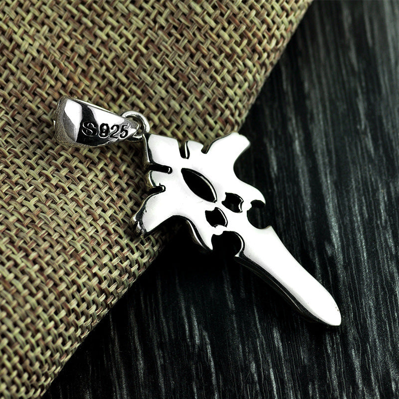 S925 Silver Vintage Cross Necklace Men's Personality Pendant - FASHIONKULTUR