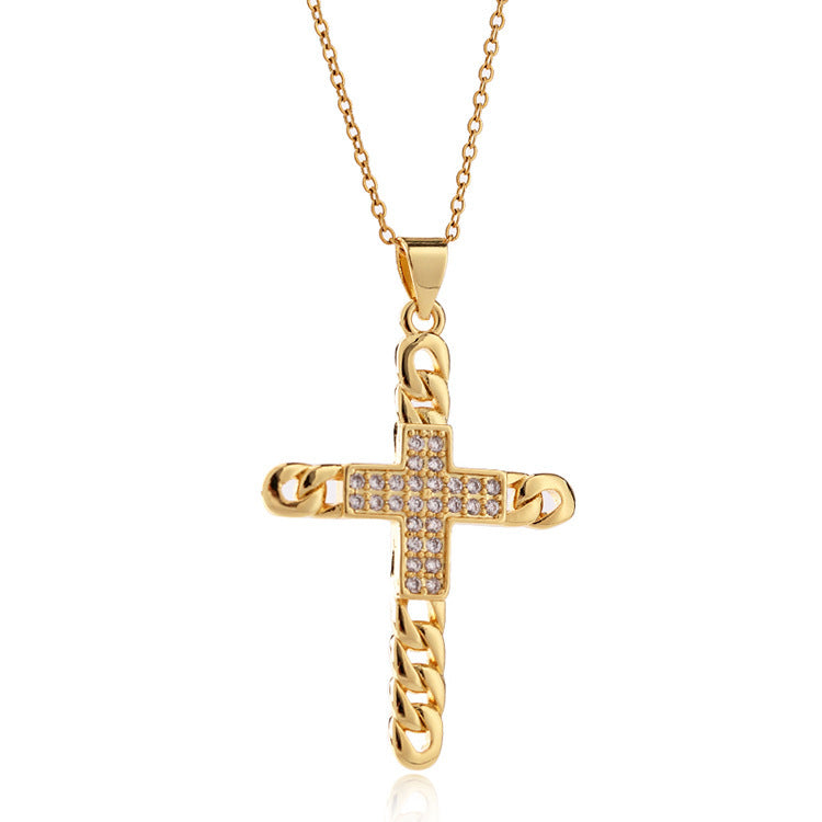 Gold Plated Titanium Steel Chain Golden Butterfly Cross Pendant Necklace - FASHIONKULTUR