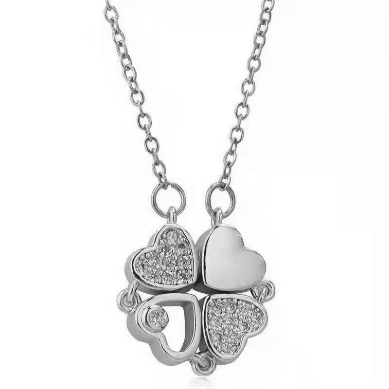 Women's Titanium Steel Folding Clover Necklace - FASHIONKULTUR