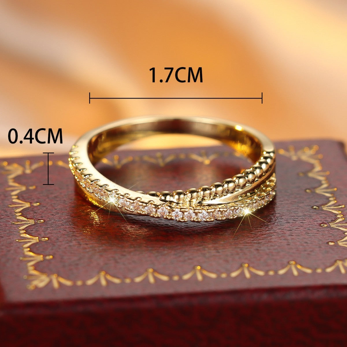 Gold White Diamond Cross Design Ring - FASHIONKULTUR