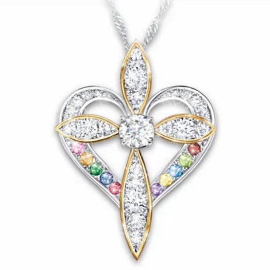 Fashion Love Heart Shaped Cross Pendant - FASHIONKULTUR