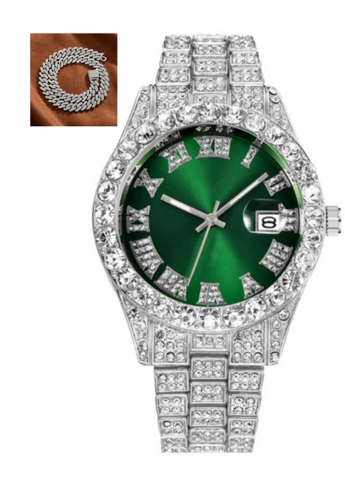Hot Men's Steel Belt Hip Hop Roman Scale Diamond Quartz Watch - FASHIONKULTUR