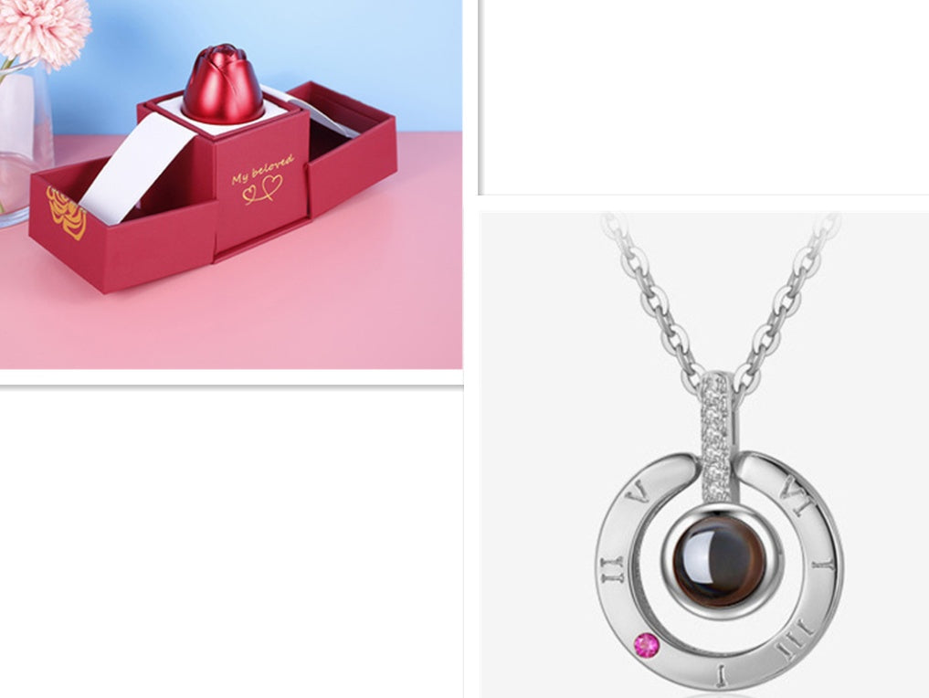 Hot Valentine's Day Gifts Metal Rose Jewelry Gift Box Necklace For Wedding Girlfriend Necklace Gifts - FASHIONKULTUR