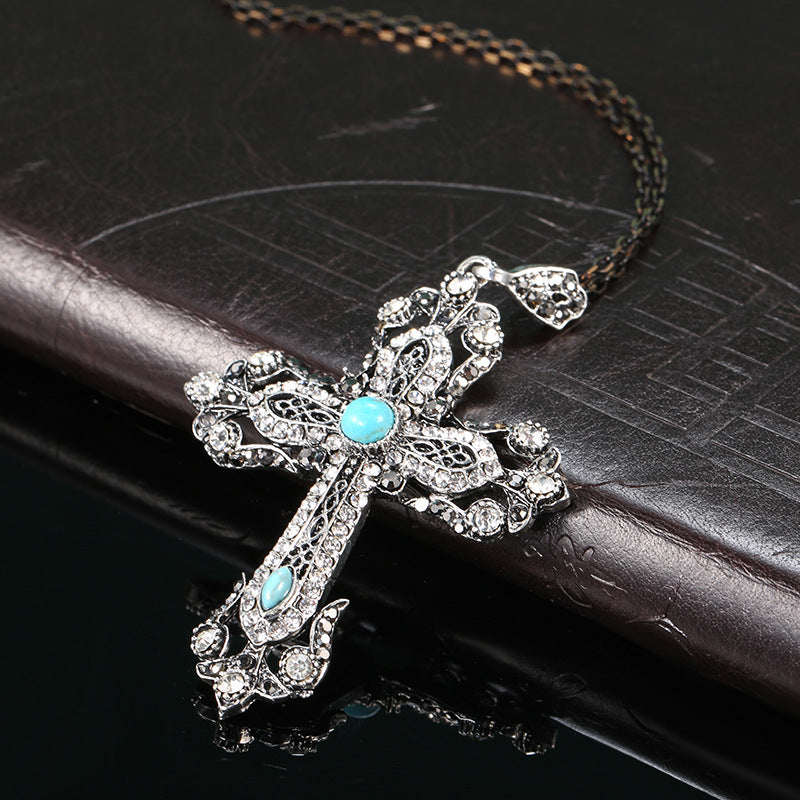 Jewelry Set Combination Necklace Earrings Retro Turquoise Set Accessories - FASHIONKULTUR