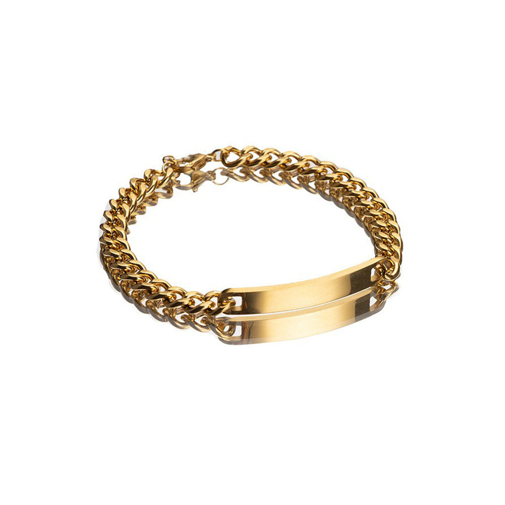 Titanium Steel Curved Plate Rose Gold Plated Men's And Women's Bracelet Bracelet - FASHIONKULTUR