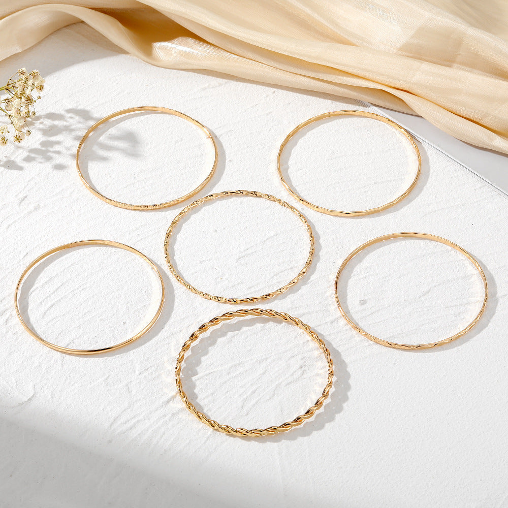 Twist Glossy Irregular Bracelet 6-piece Set - FASHIONKULTUR