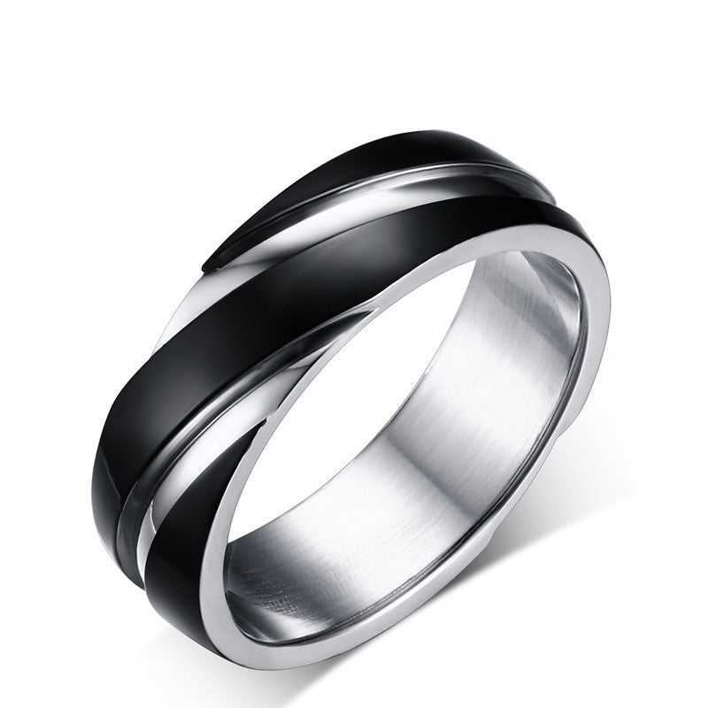 Black Titanium Steel Twill Men's Ring - FASHIONKULTUR