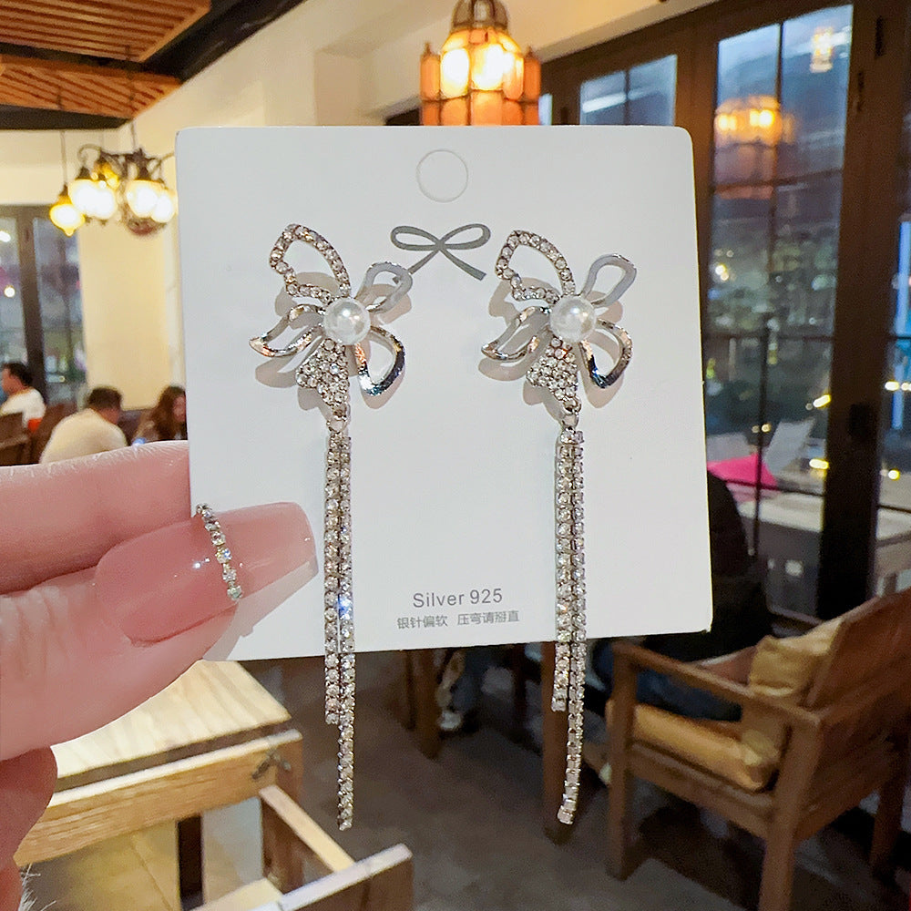 Sterling Silver Needle Light Luxury Pearl Earrings Graceful Personality - FASHIONKULTUR