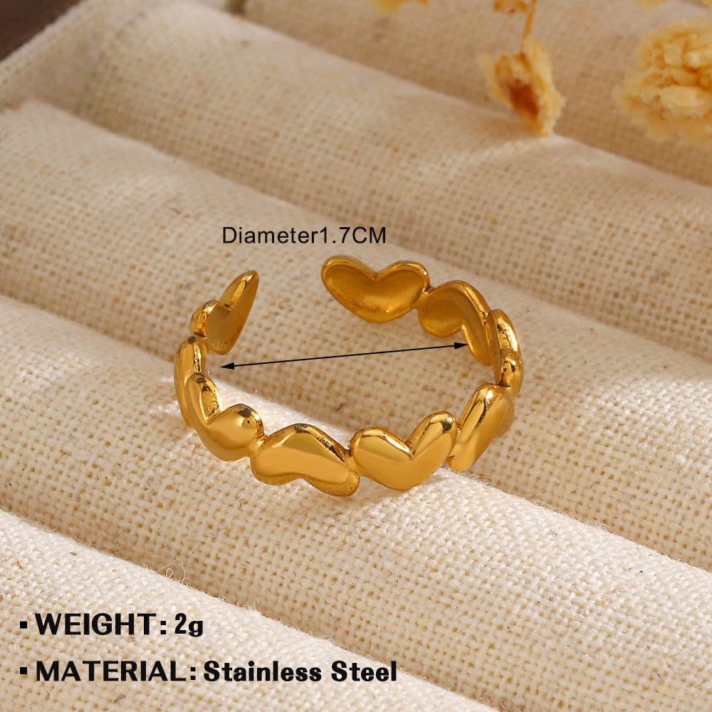 Fashion Stainless Steel Simple Heart-shaped Open Ring - FASHIONKULTUR