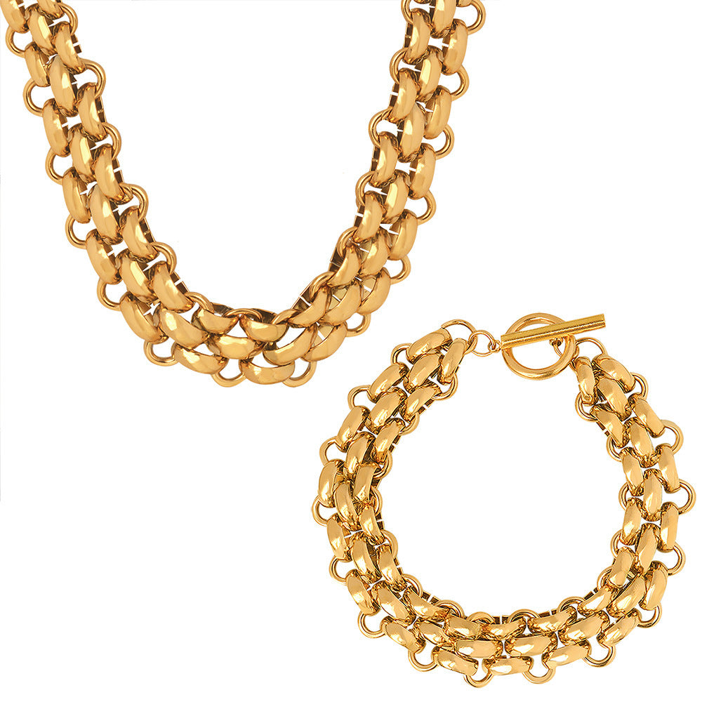 Buckle Design Thick Chain Personalized Necklace Bracelet - FASHIONKULTUR