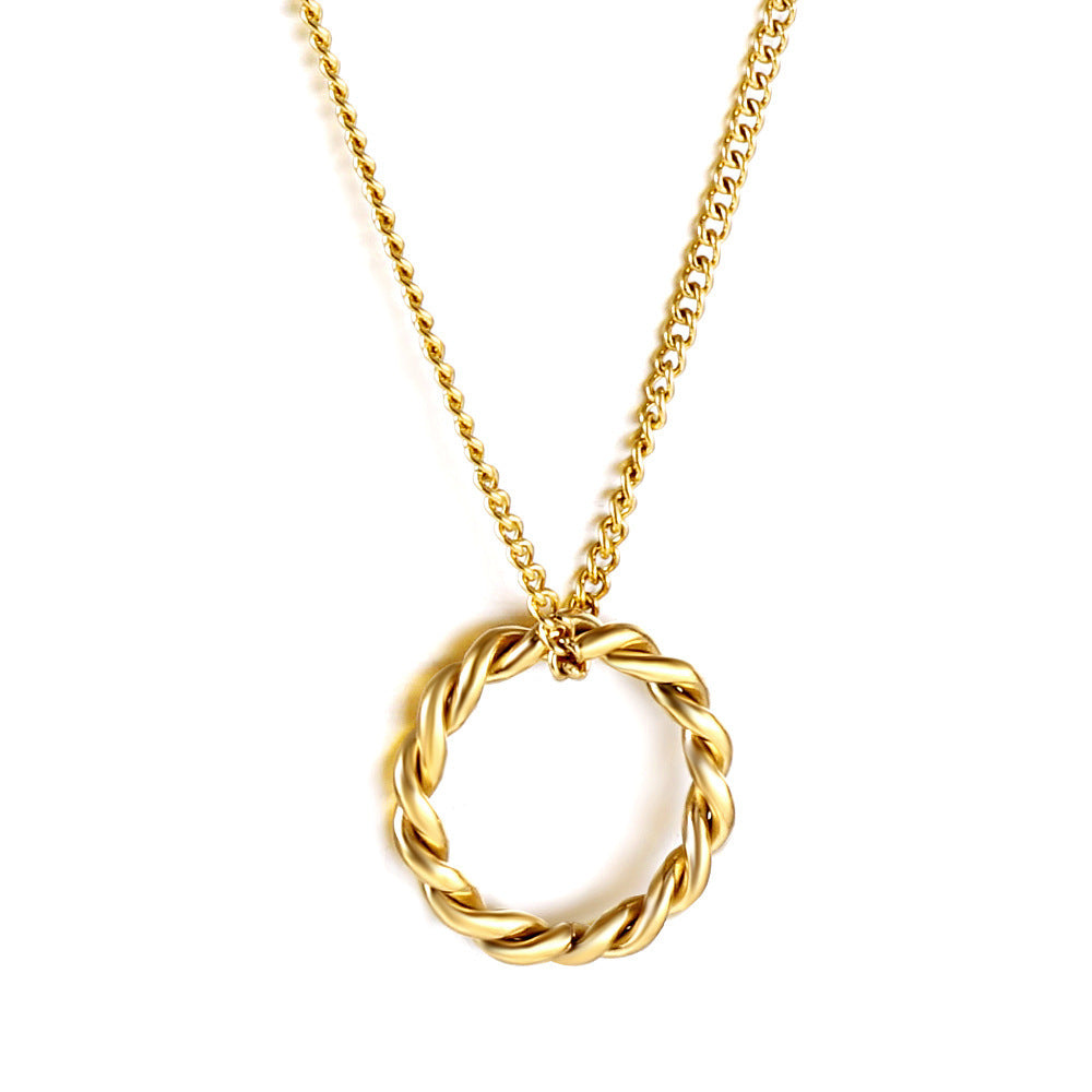 Women's Fashionable Exquisite Non-fading Openwork Circle Gold Simple Twist Necklace - FASHIONKULTUR