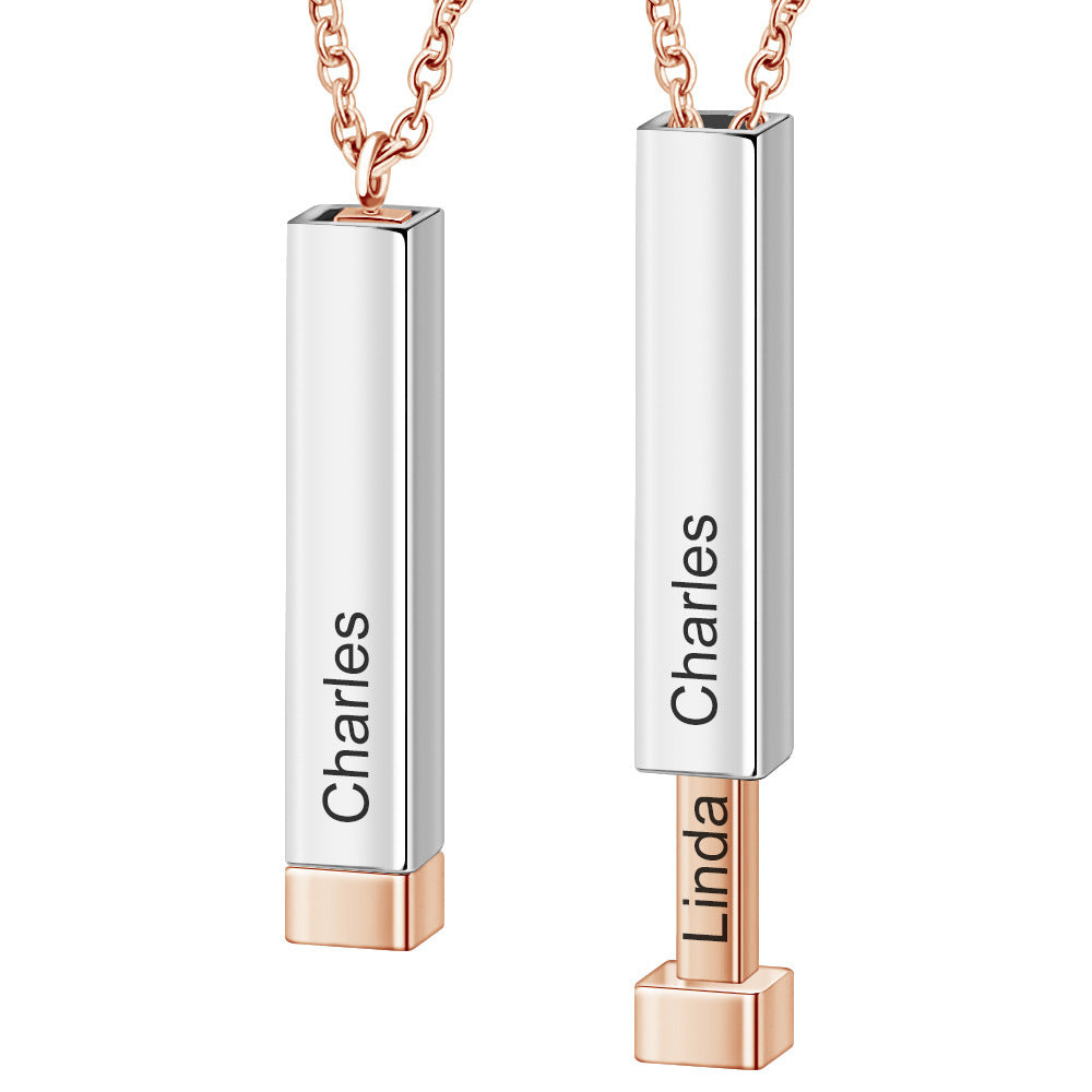 Customize Lovers Name Stainless Steel Necklace Remember Your Most Meaningful Phrase Word - FASHIONKULTUR