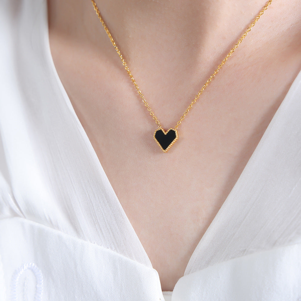 Peach Heart Acrylic Titanium Steel 18K Gold Plated Women's Jewelry Set - FASHIONKULTUR