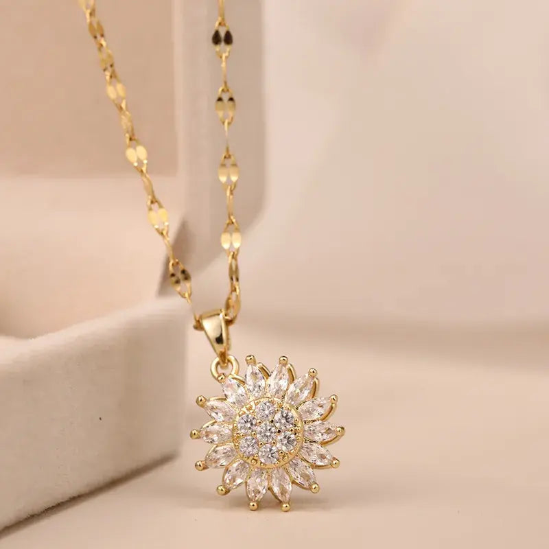 Double-layer Rotatable Sunflower Necklaces - FASHIONKULTUR