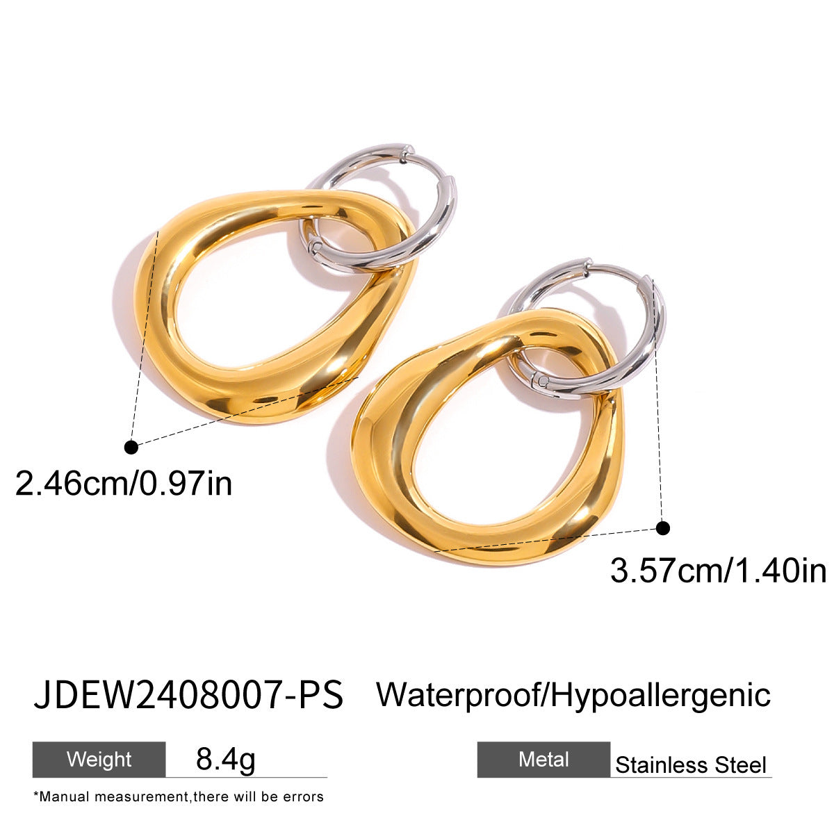 Stainless Steel Gold And Silver Color Matching Hollow Out Pendant Earrings - FASHIONKULTUR