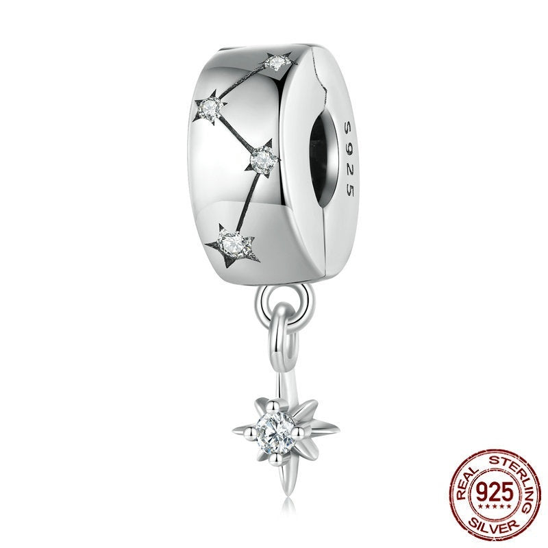 S925 Silver Star Explosive Circular Clasp Star Zircon Pendant - FASHIONKULTUR