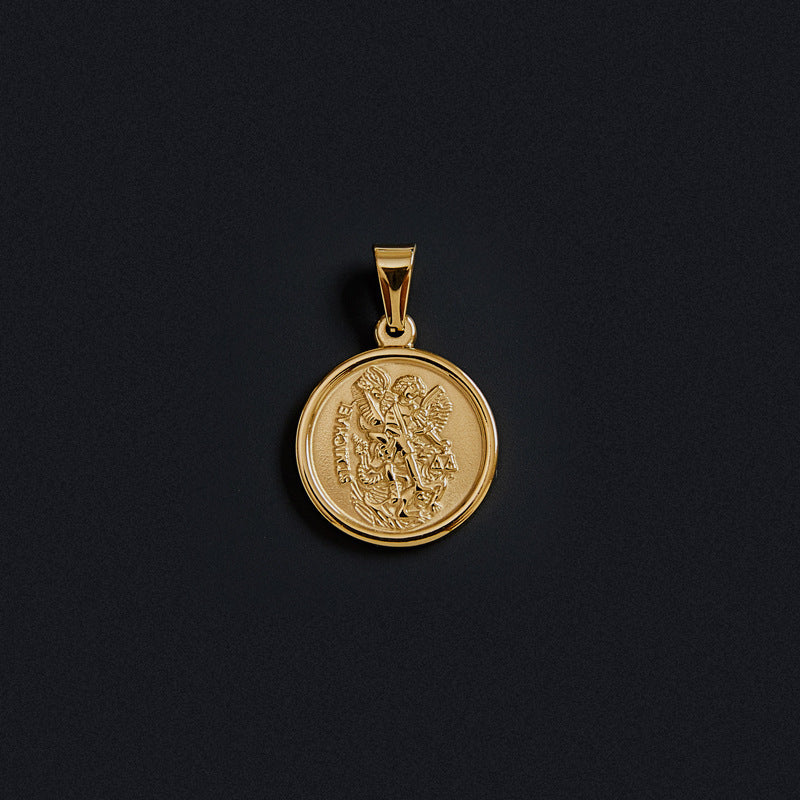 Portrait Coin Cross Peach Heart Angel Retro Pendant - FASHIONKULTUR