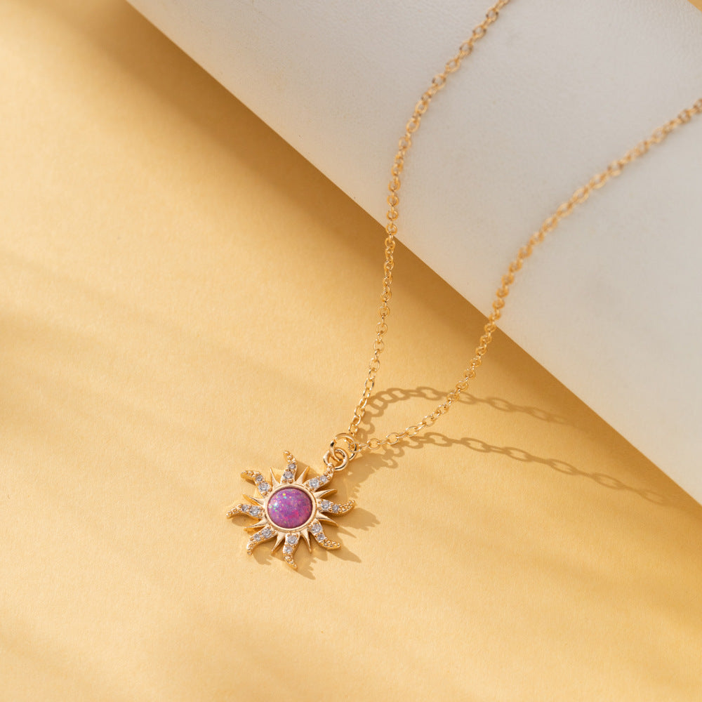 Zircon Necklace Vintage Ring Copper Inlaid - FASHIONKULTUR