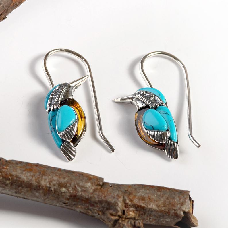 Vintage Turquoise Sen Simple Earrings Necklace - FASHIONKULTUR