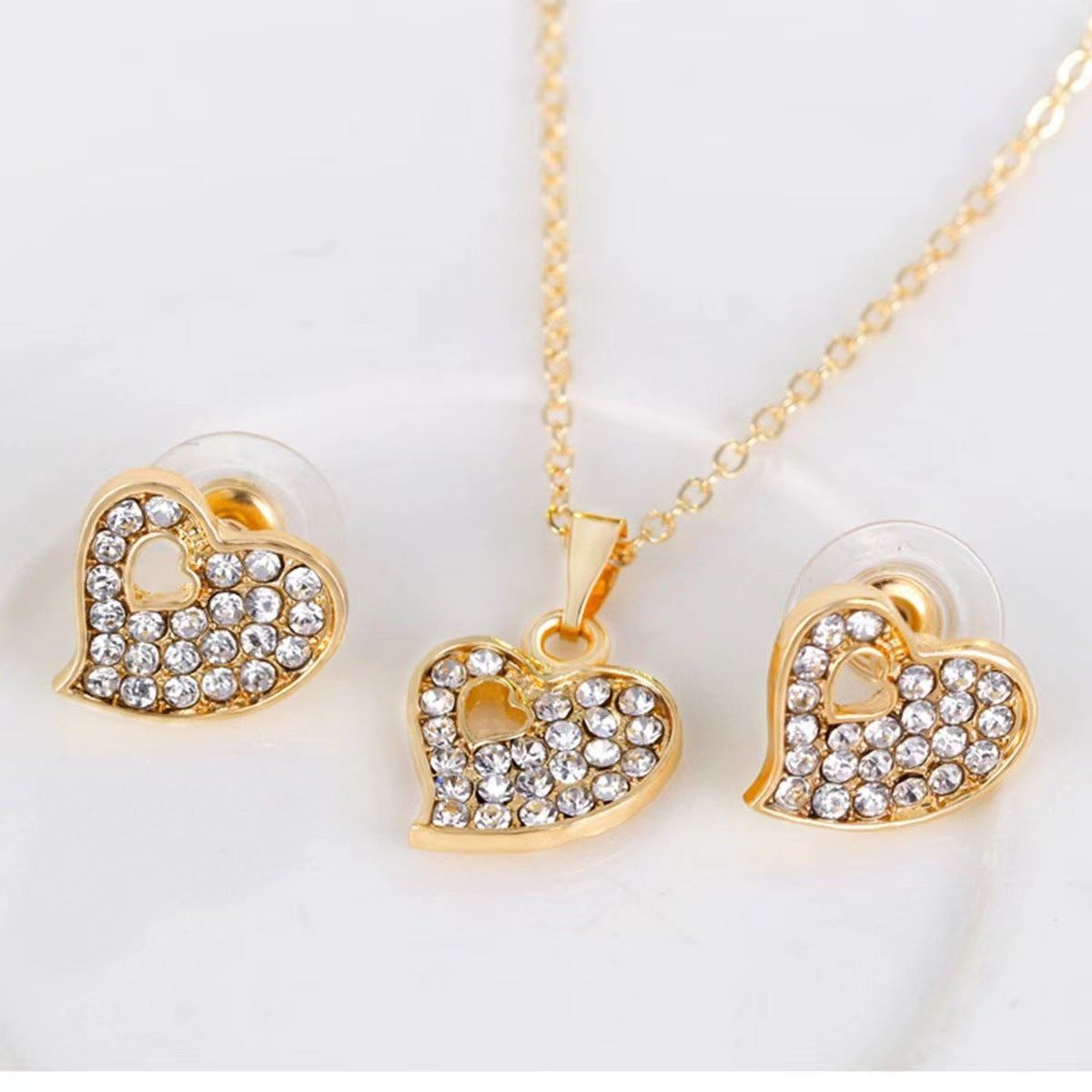 Love Plastic Mesh Bag Peach Heart Jewelry Set Women's Five-piece Set - FASHIONKULTUR