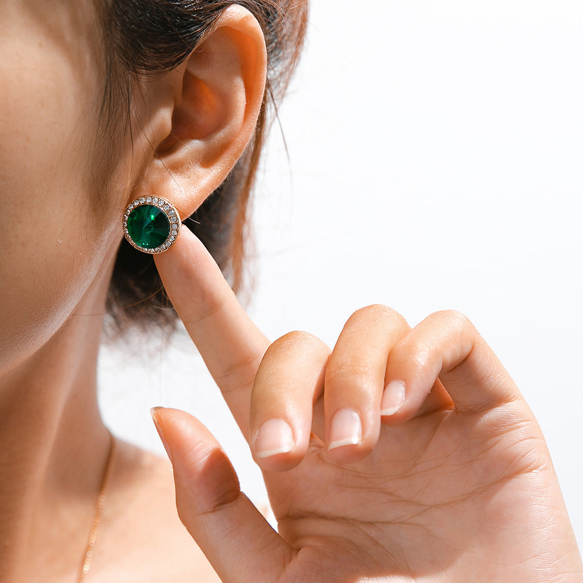 Fashion Simple Water Brick Round Emerald Jewelry Suit - FASHIONKULTUR