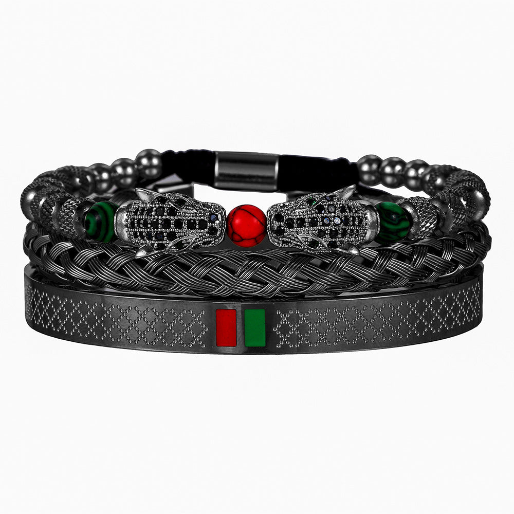 Red And Green Drip Oil Men's Set Bracelet Jewelry - FASHIONKULTUR