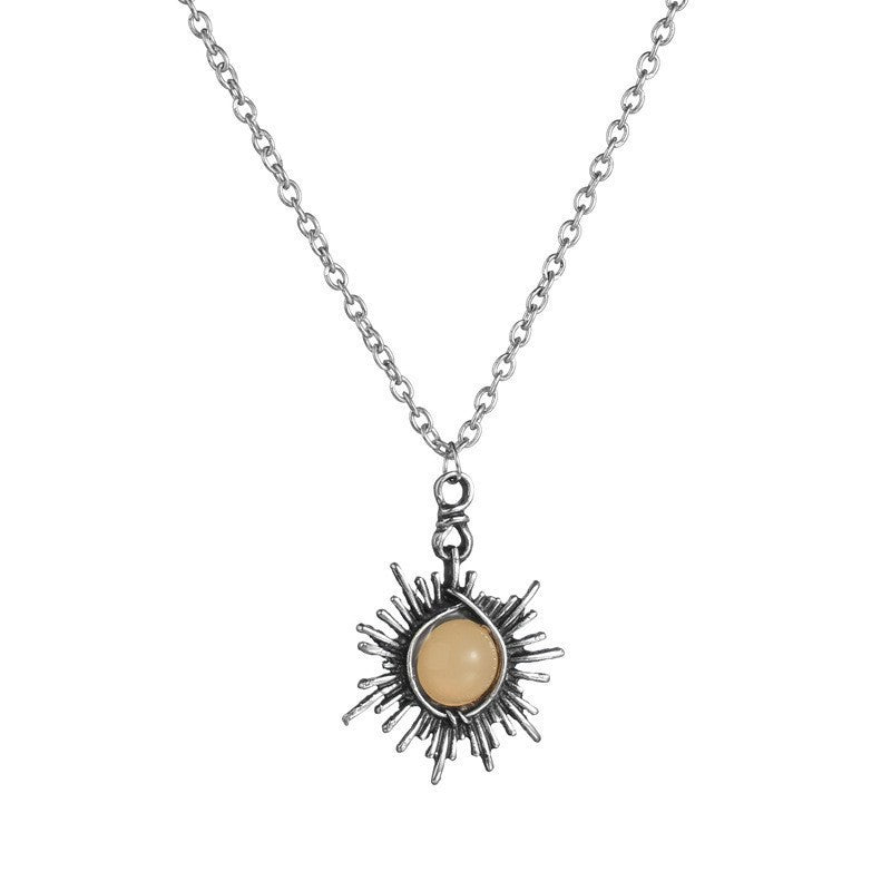Natural Stone Amethyst Necklace Hexagon Prism Bullet Pendant Moonstone Wire Winding Pendant - FASHIONKULTUR