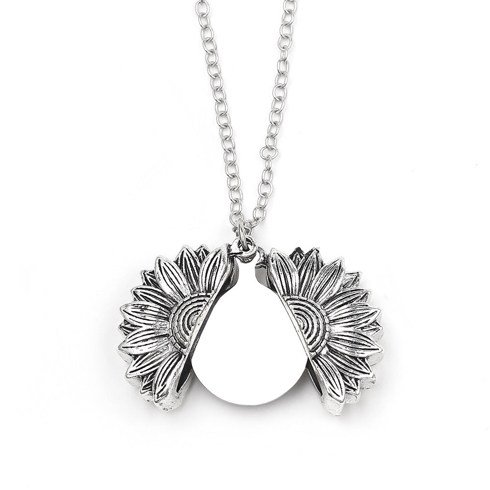 Personalized Engrave Name Date Sun Flower Necklace Fashion Custom Text For Women Men Choker Chain Jewelry Charm Gift - FASHIONKULTUR
