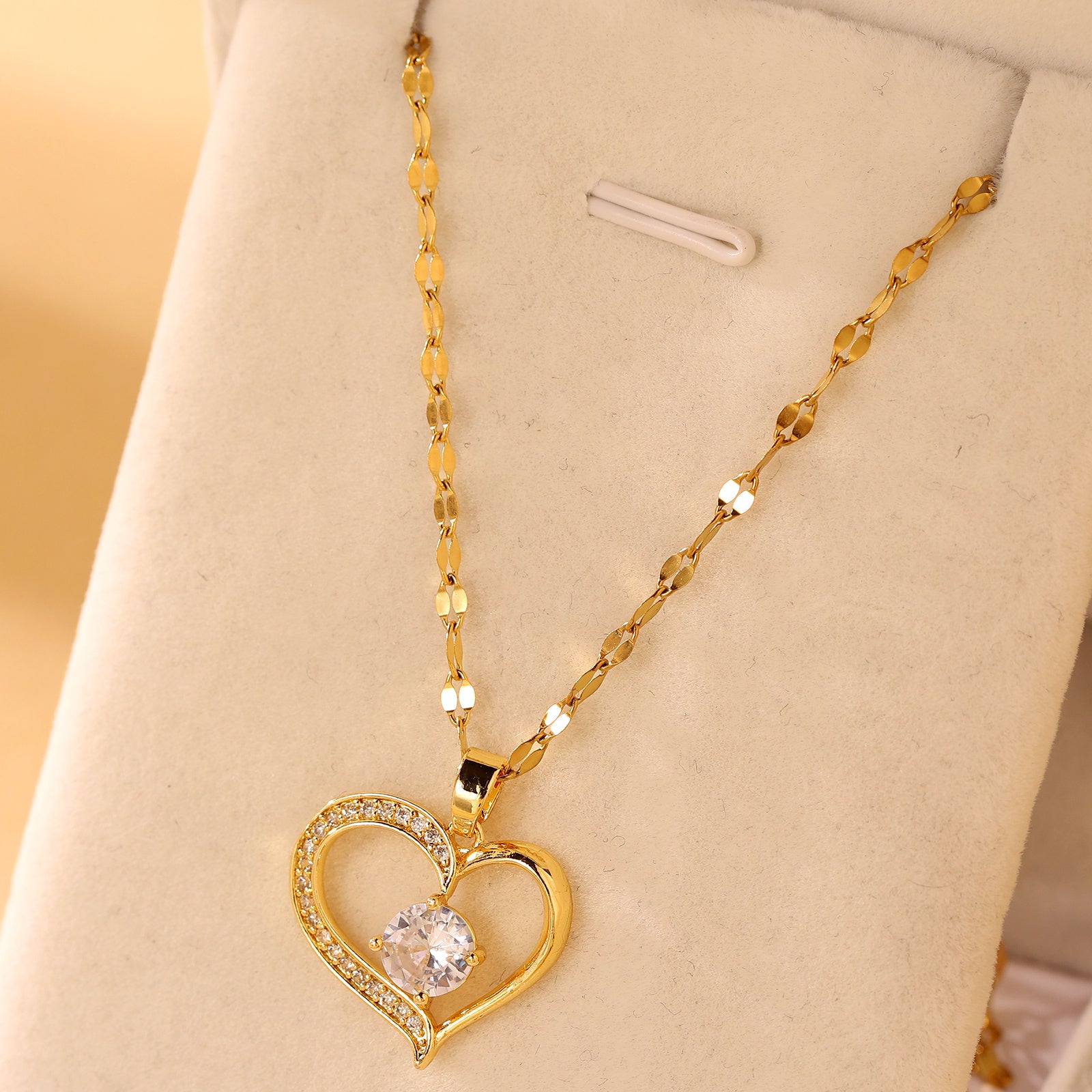 Love Heart-shaped Light Luxury Sparkling Full Diamond Temperament Necklace For Women's Versatile Collarbone Chain Stainless Steel Necklace - FASHIONKULTUR