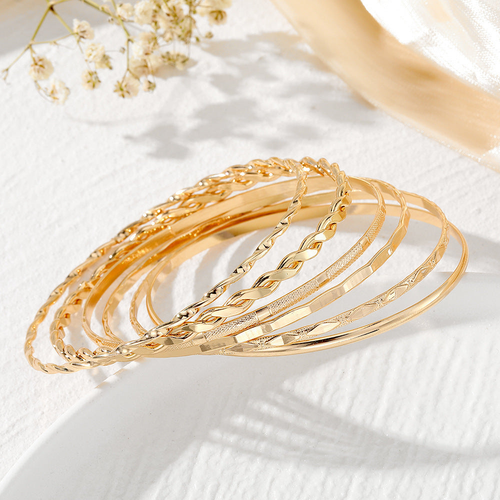 Twist Glossy Irregular Bracelet 6-piece Set - FASHIONKULTUR